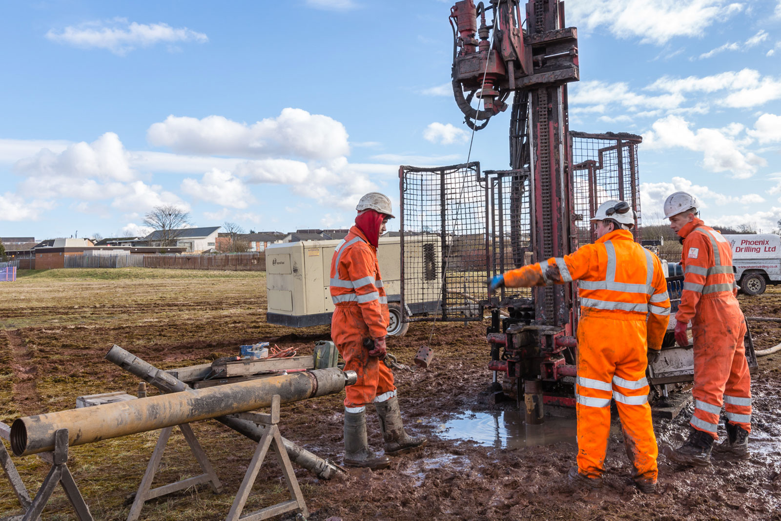 Borehole drilling in Havering with drilling rig on site